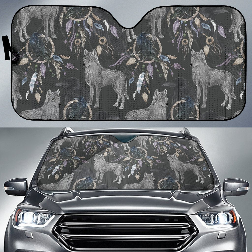 Wolf Print Pattern Car Sun Shade-grizzshop