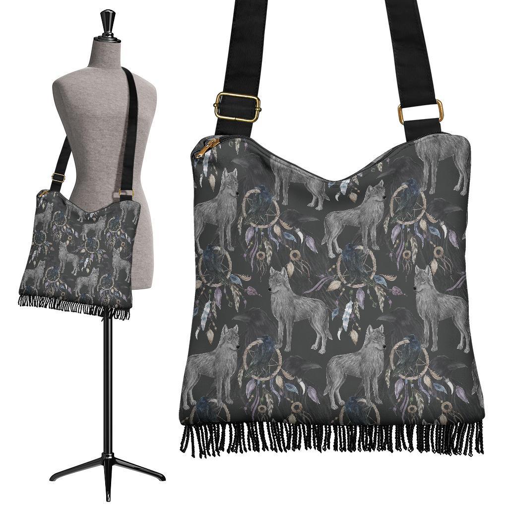 Wolf Print Pattern Crossbody bags-grizzshop