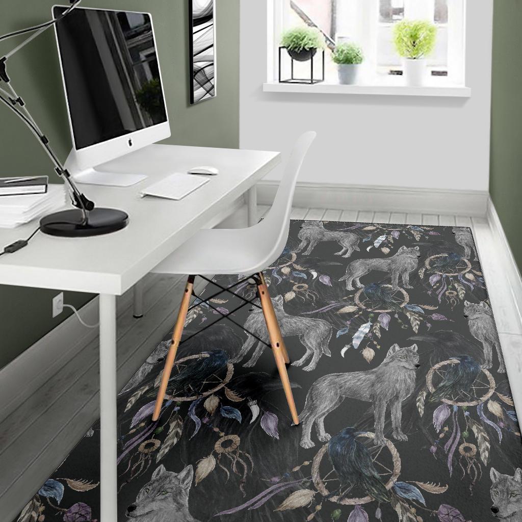 Wolf Print Pattern Floor Mat-grizzshop