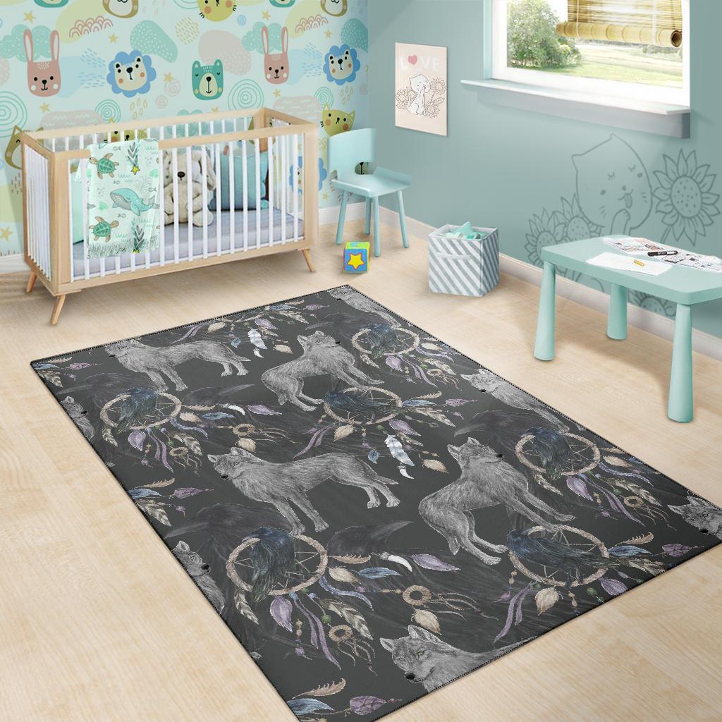 Wolf Print Pattern Floor Mat-grizzshop