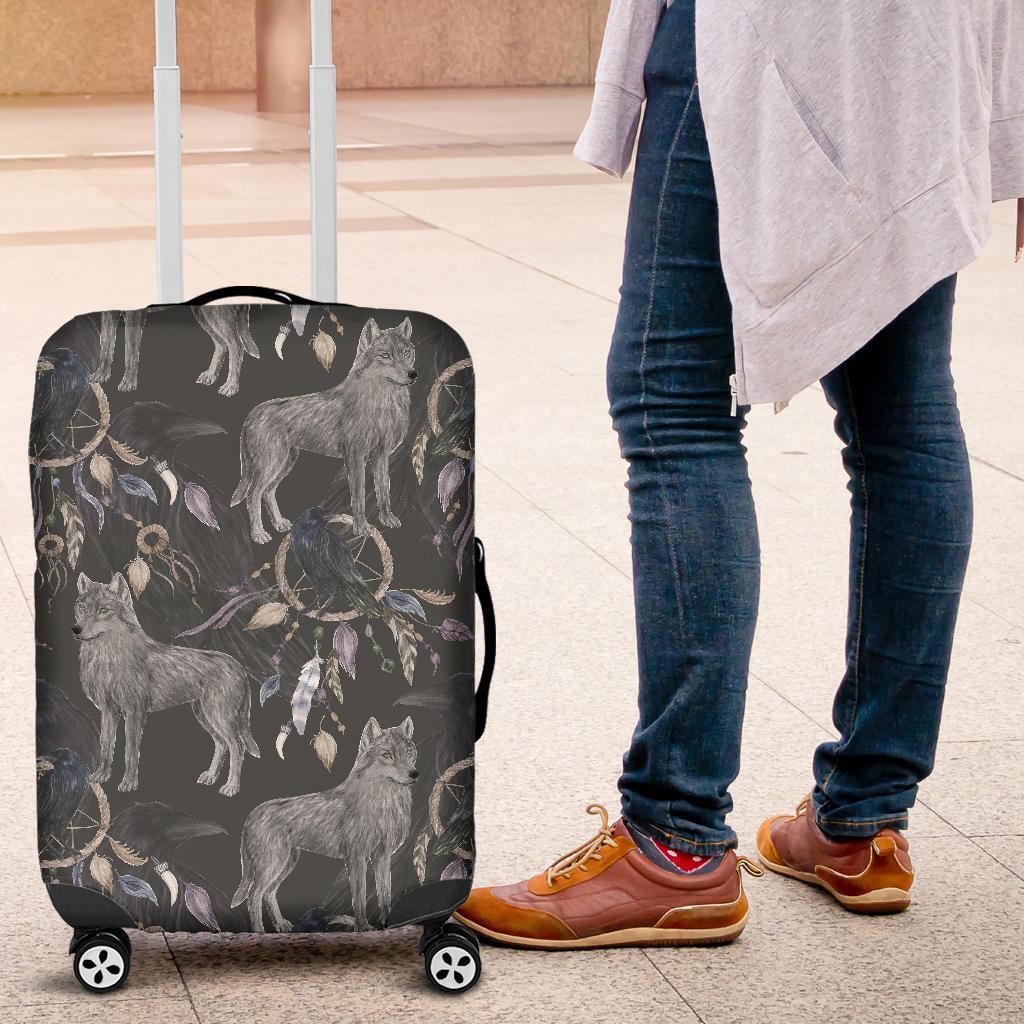 Wolf Print Pattern Luggage Cover Protector-grizzshop