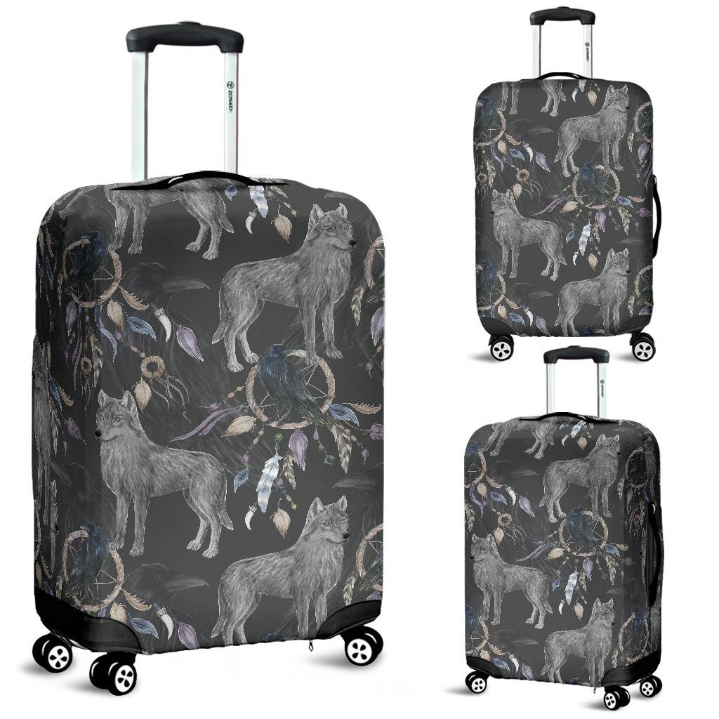Wolf Print Pattern Luggage Cover Protector-grizzshop