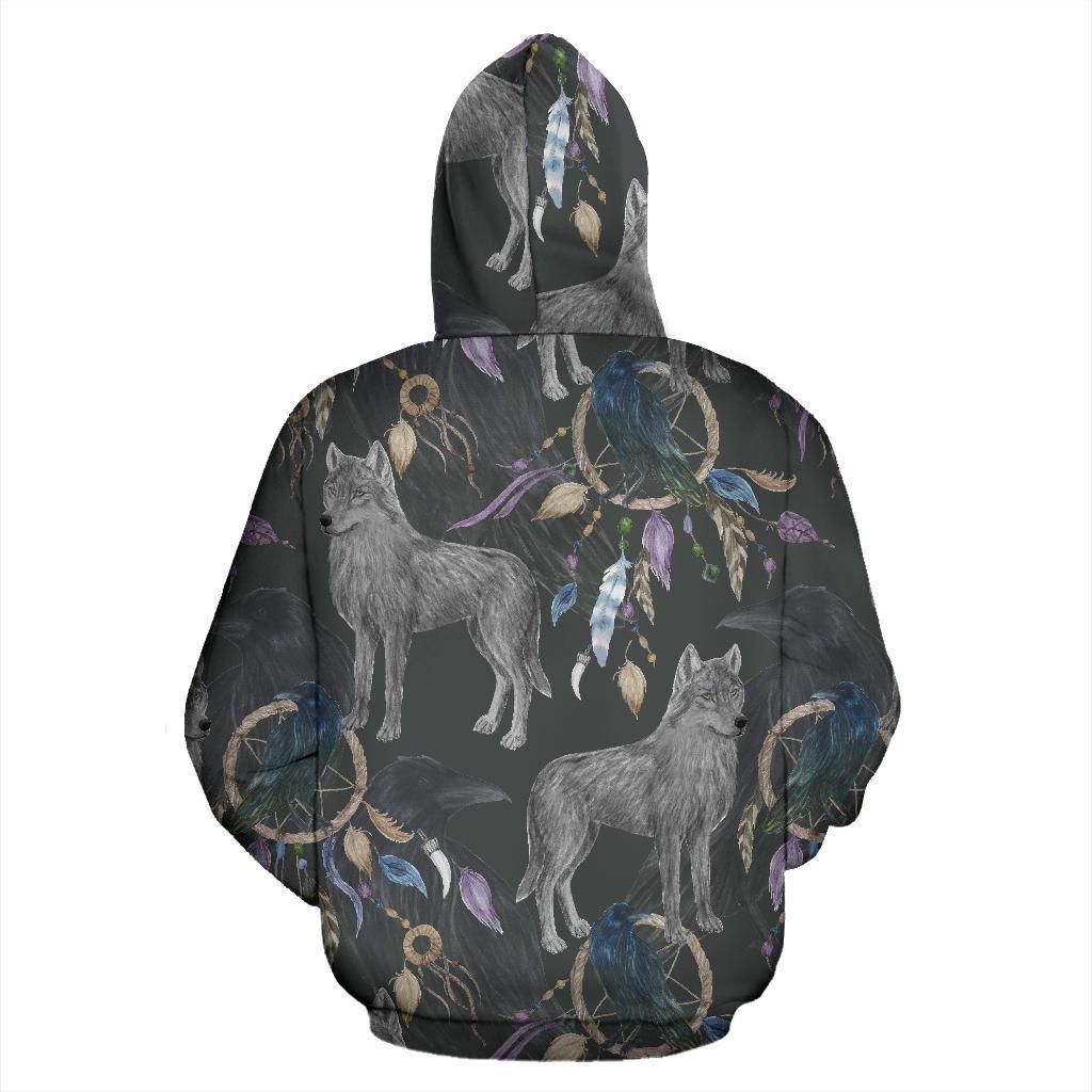 Wolf Print Pattern Men Women Pullover Hoodie-grizzshop