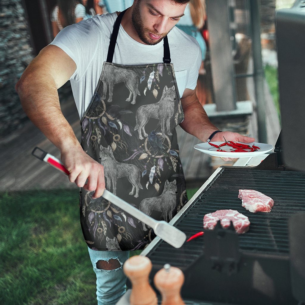 Wolf Print Pattern Men's Apron-grizzshop