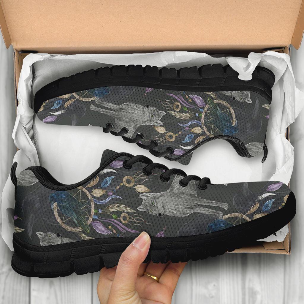 Wolf Print Pattern Sneaker Shoes For Men Women-grizzshop
