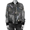 Wolf Print Pattern Women Casual Bomber Jacket-grizzshop