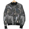 Wolf Print Pattern Women Casual Bomber Jacket-grizzshop