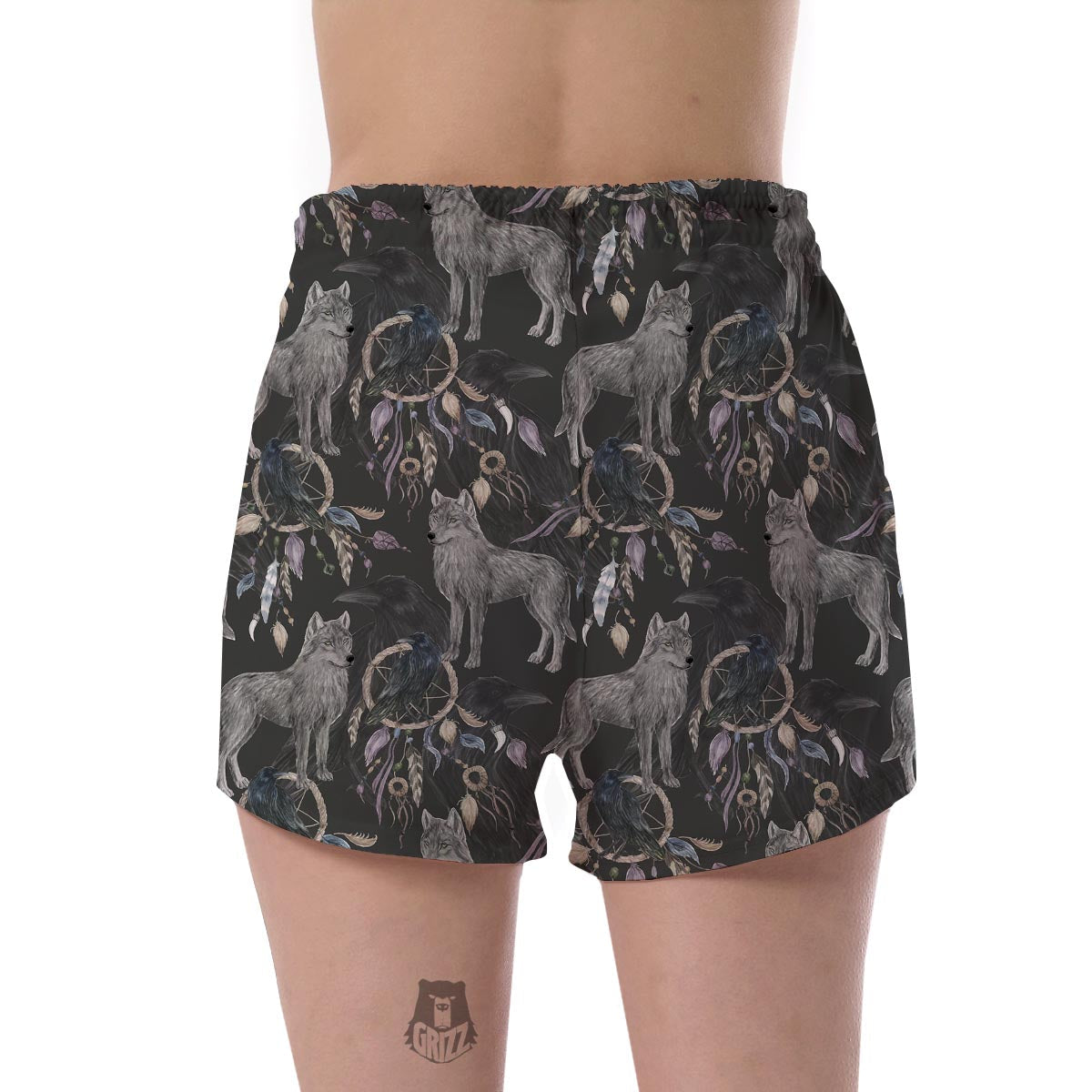 Wolf Print Pattern Women's Shorts-grizzshop