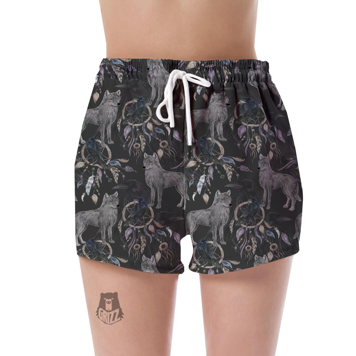 Wolf Print Pattern Women's Shorts-grizzshop