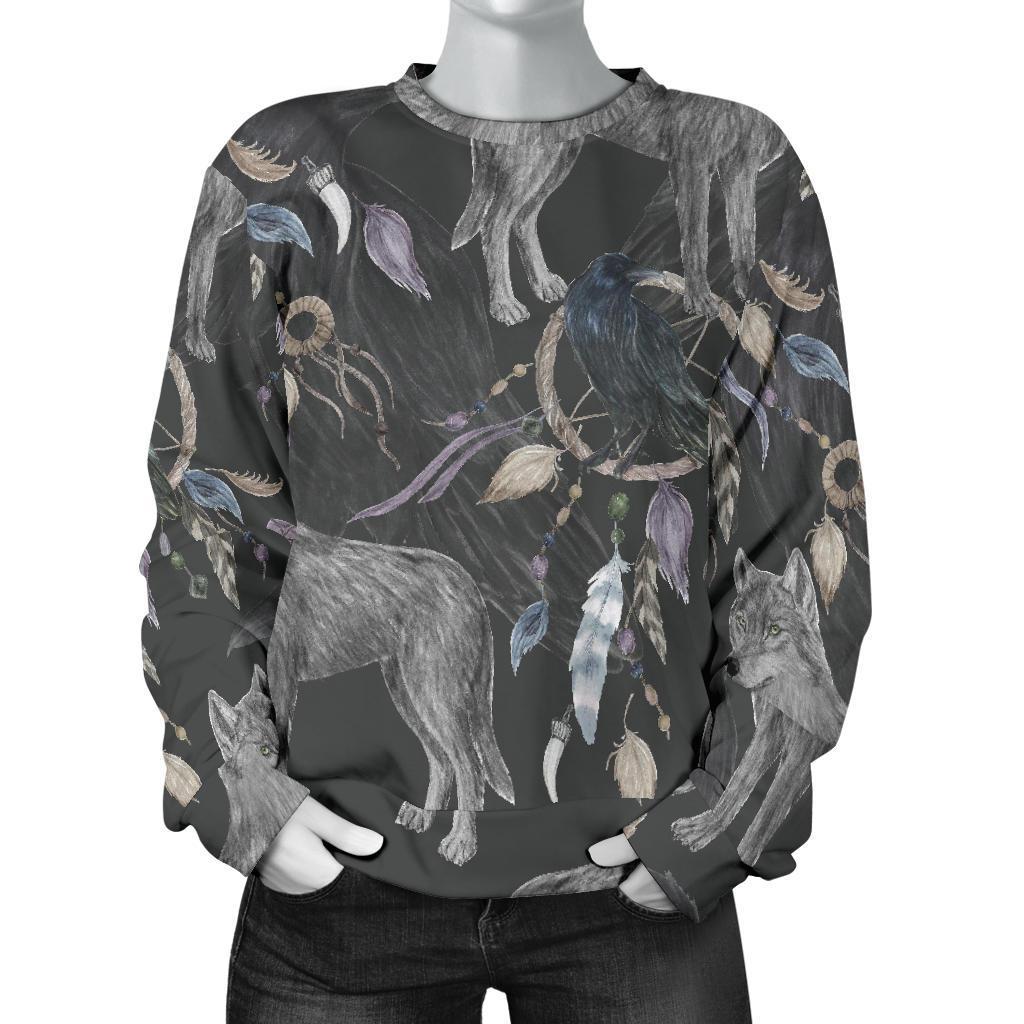 Wolf Print Pattern Women's Sweatshirt-grizzshop