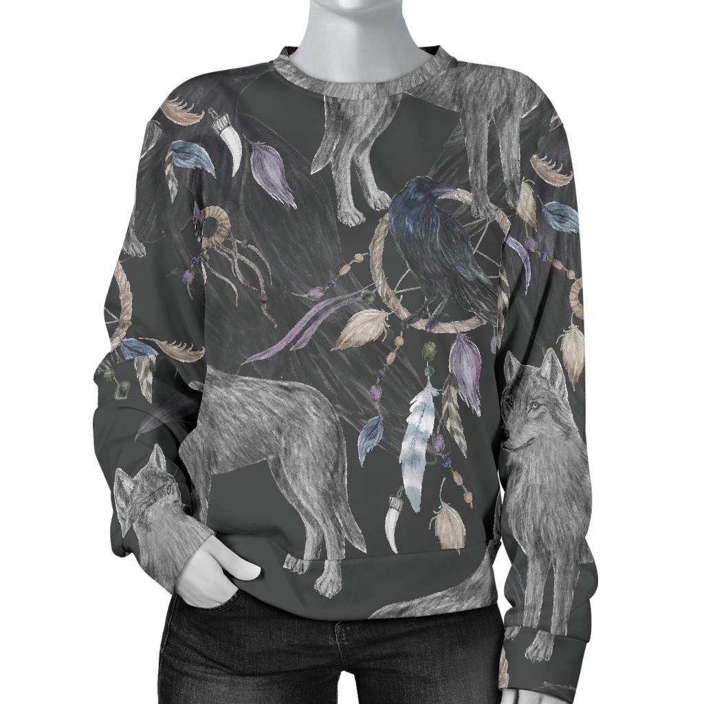 Wolf Print Pattern Women's Sweatshirt-grizzshop