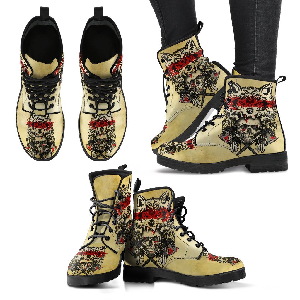 Wolf & Skull Women's Handcrafted Premium Boots-grizzshop