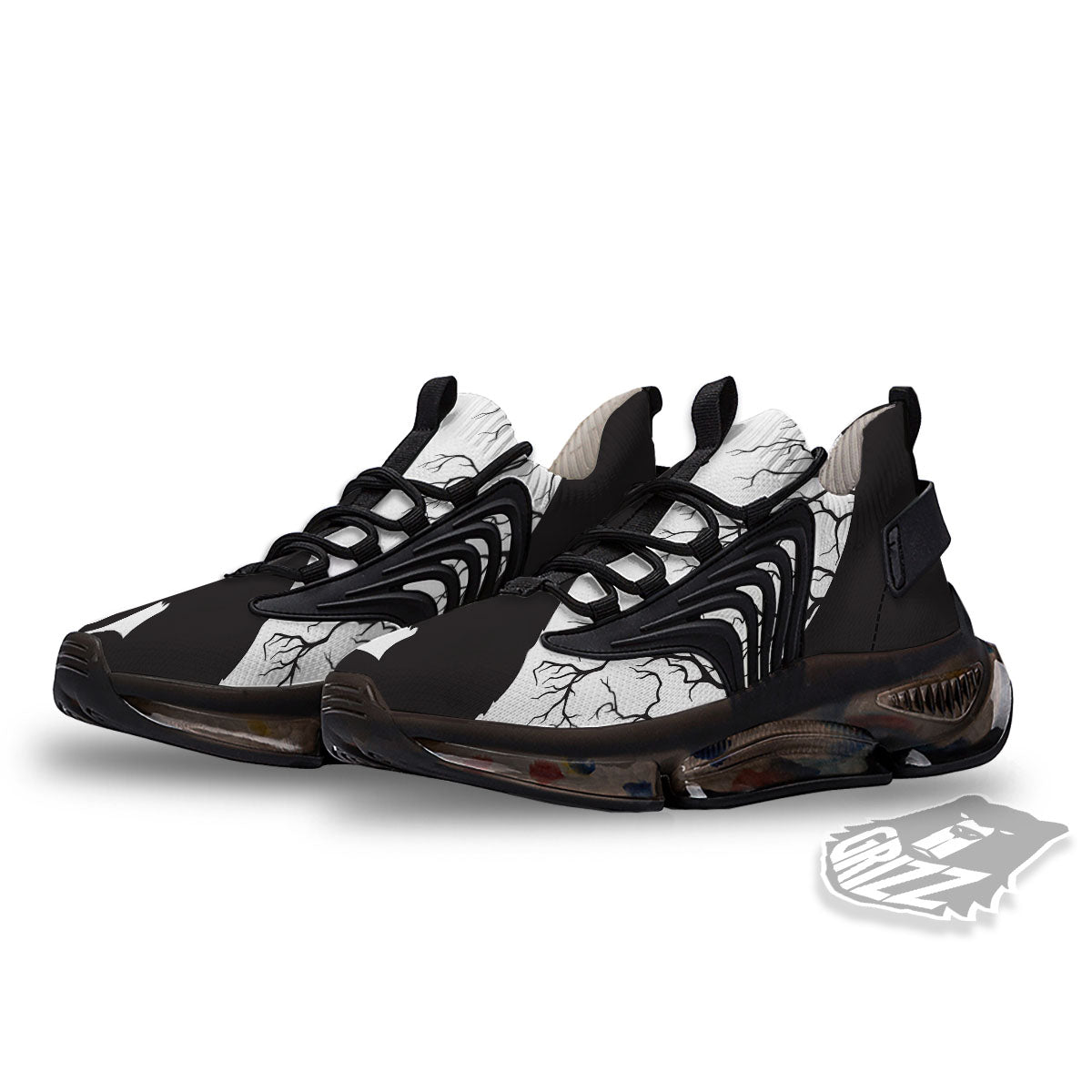 Wolf Spirit And Moon Print Black Gym Shoes-grizzshop