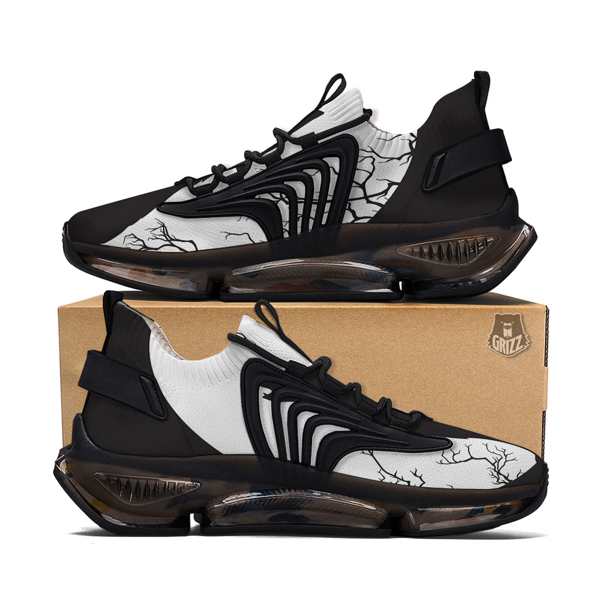 Wolf Spirit And Moon Print Black Gym Shoes-grizzshop