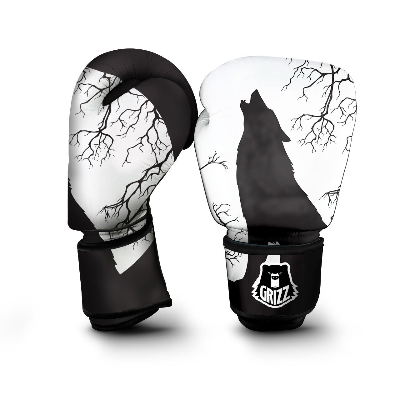 Wolf Spirit And Moon Print Boxing Gloves-grizzshop