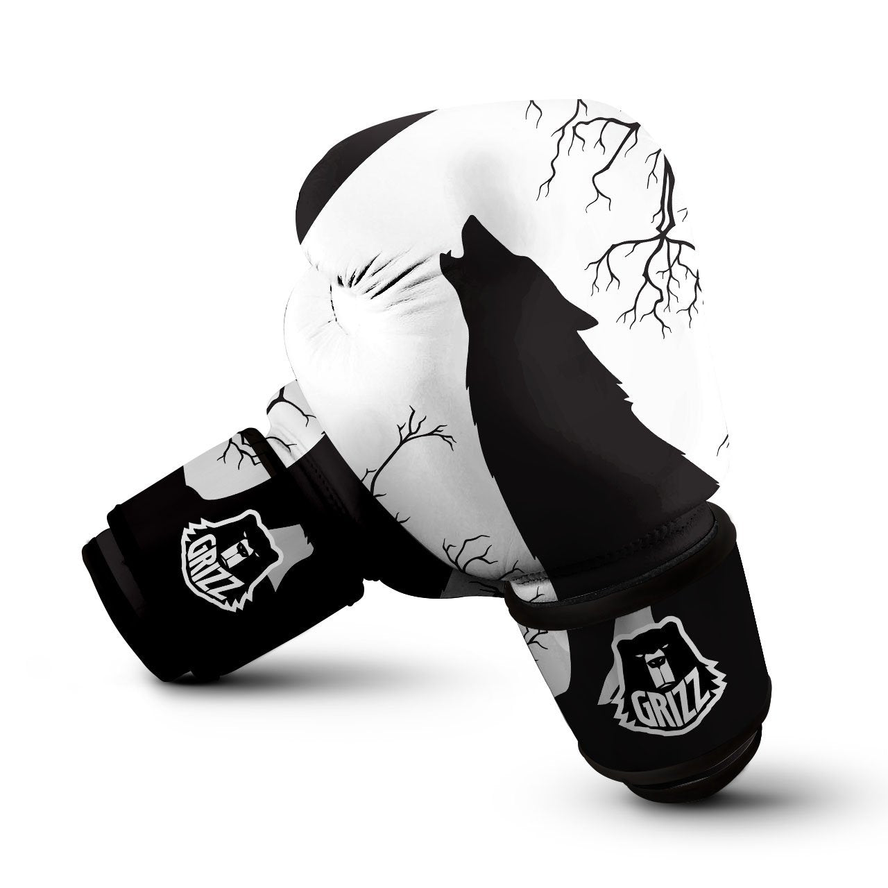 Wolf Spirit And Moon Print Boxing Gloves-grizzshop