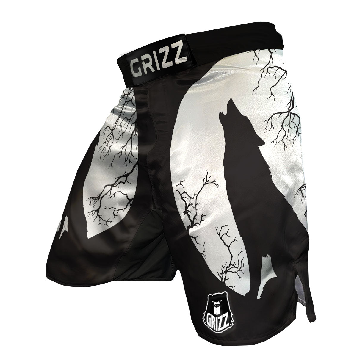 Wolf Spirit And Moon Print MMA Shorts-grizzshop