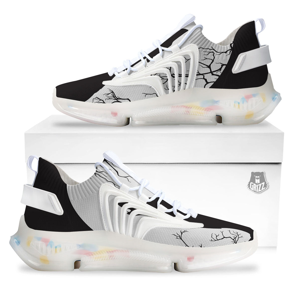 Wolf Spirit And Moon Print White Gym Shoes-grizzshop
