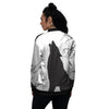 Wolf Spirit And Moon Print Women's Bomber Jacket-grizzshop