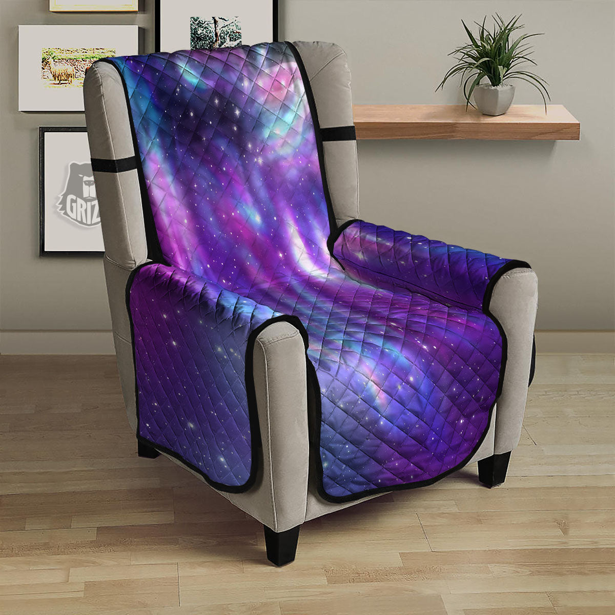 Wolf Spirit Aurora Howling Print Armchair Protector-grizzshop