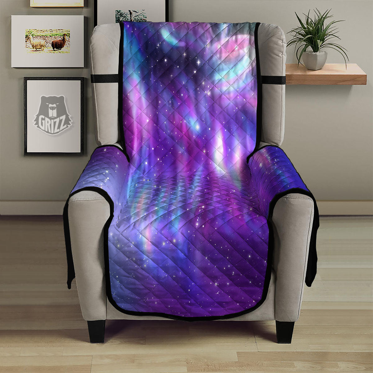Wolf Spirit Aurora Howling Print Armchair Protector-grizzshop