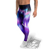 Wolf Spirit Aurora Howling Print Men's Leggings-grizzshop