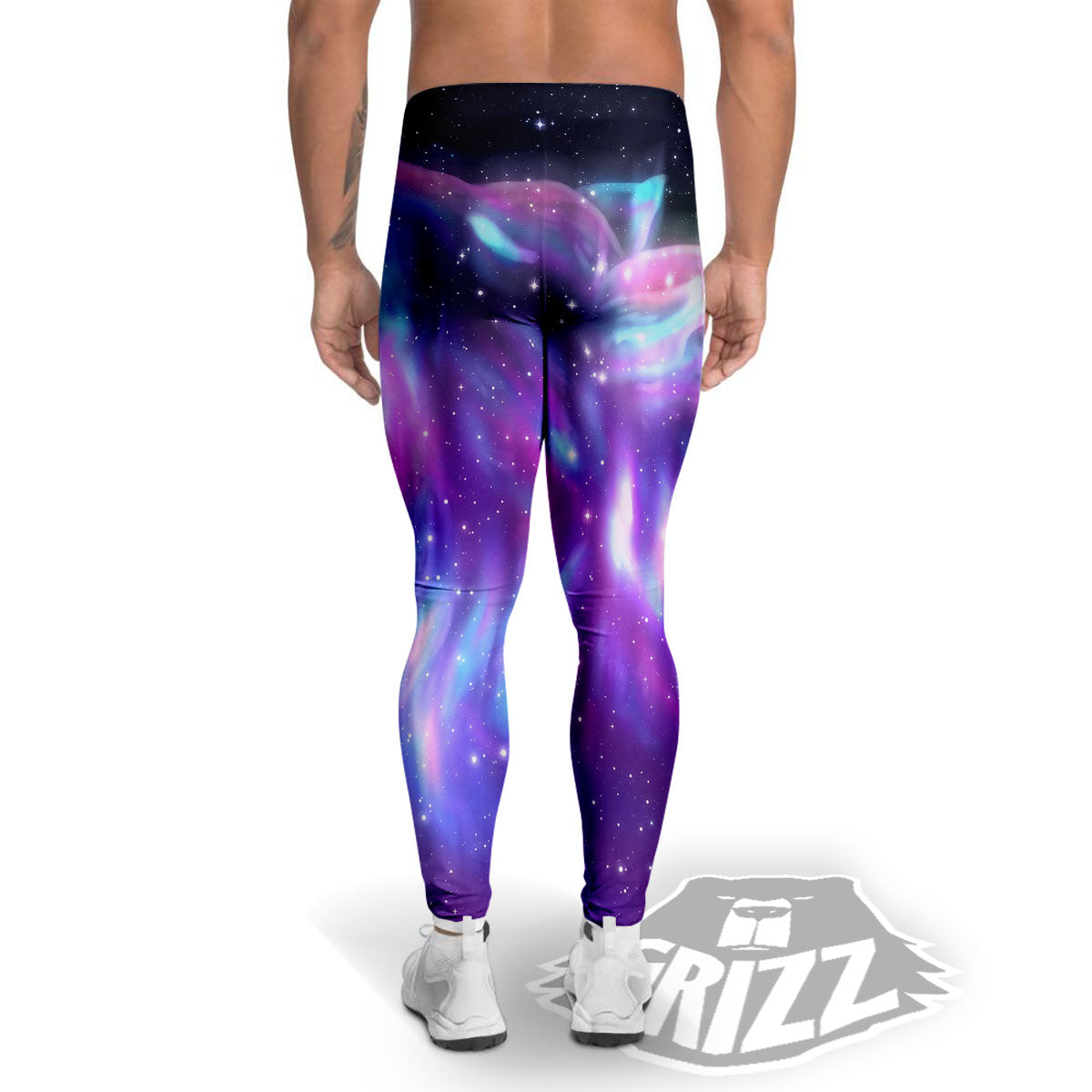 Wolf Spirit Aurora Howling Print Men's Leggings-grizzshop