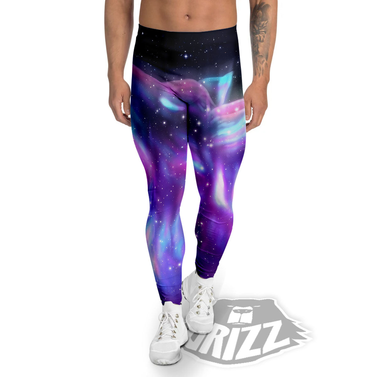 Wolf Spirit Aurora Howling Print Men's Leggings-grizzshop