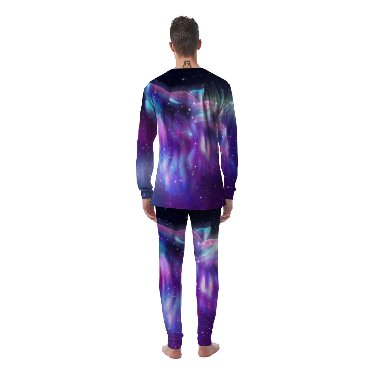 Wolf Spirit Aurora Howling Print Men's Pajamas-grizzshop