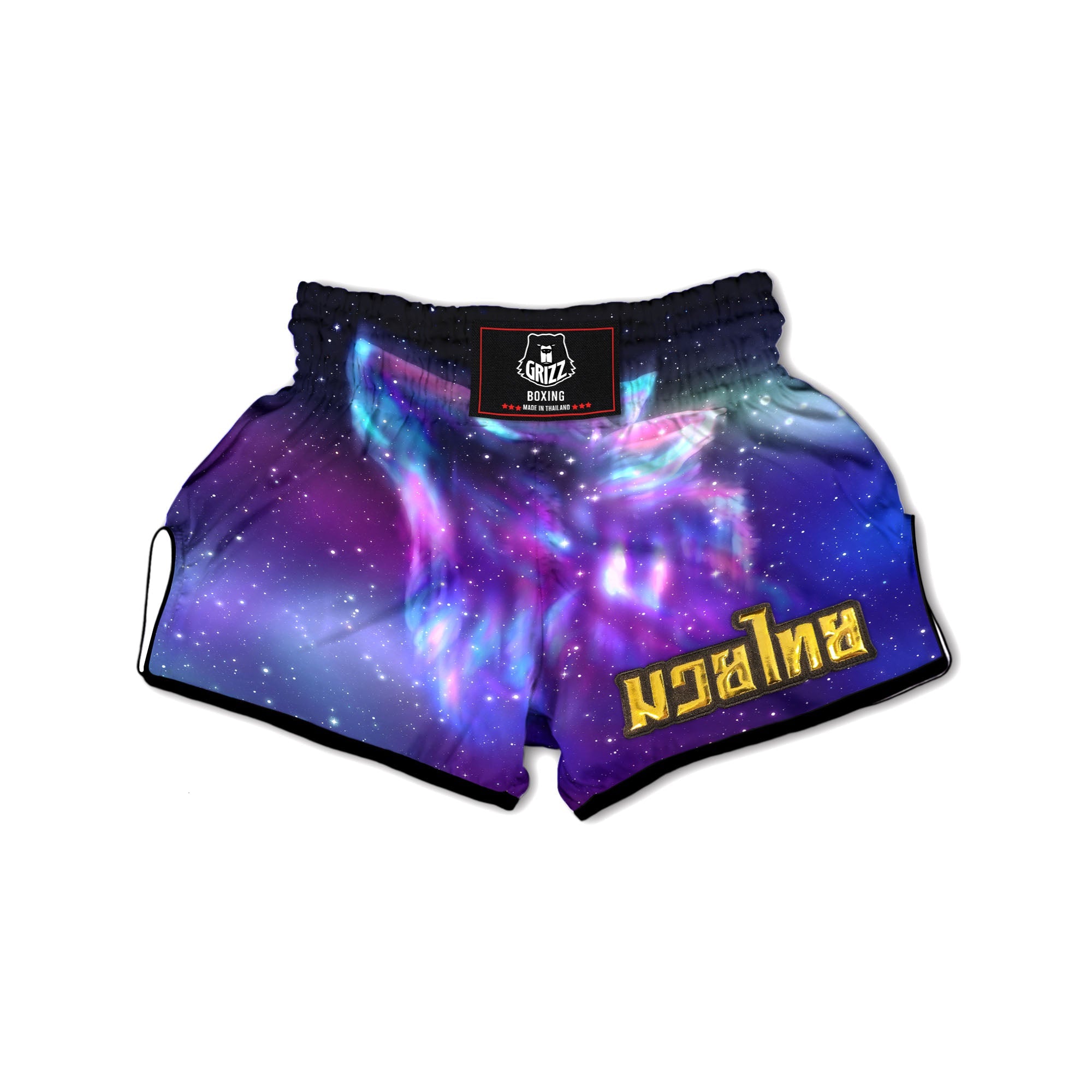 Wolf Spirit Aurora Howling Print Muay Thai Boxing Shorts-grizzshop