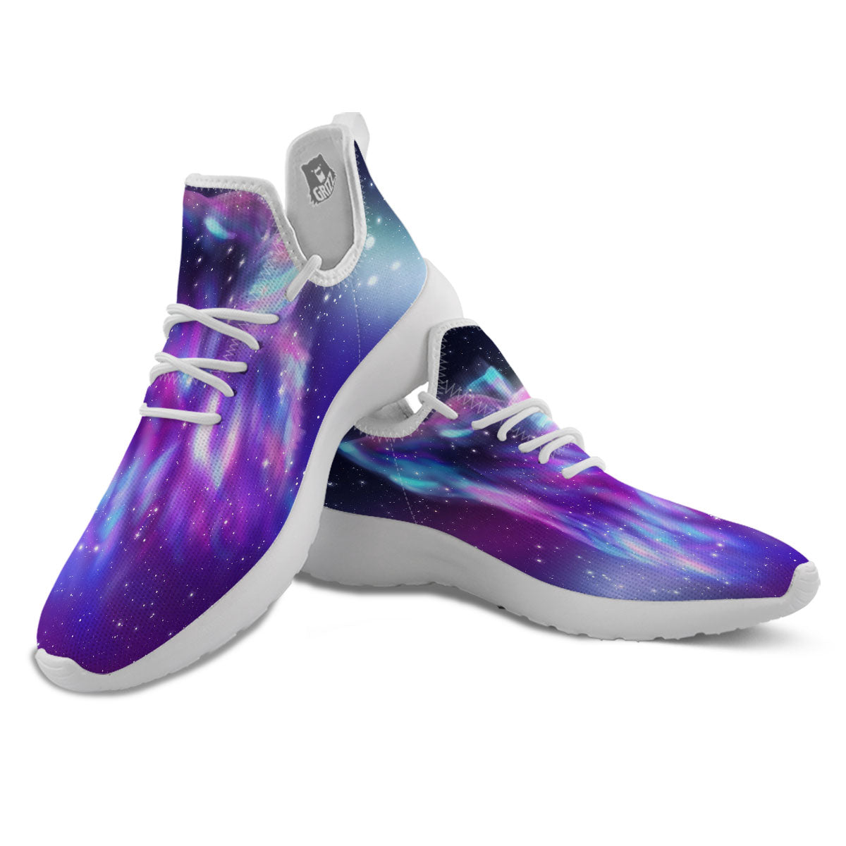 Wolf Spirit Aurora Howling Print White Athletic Shoes-grizzshop