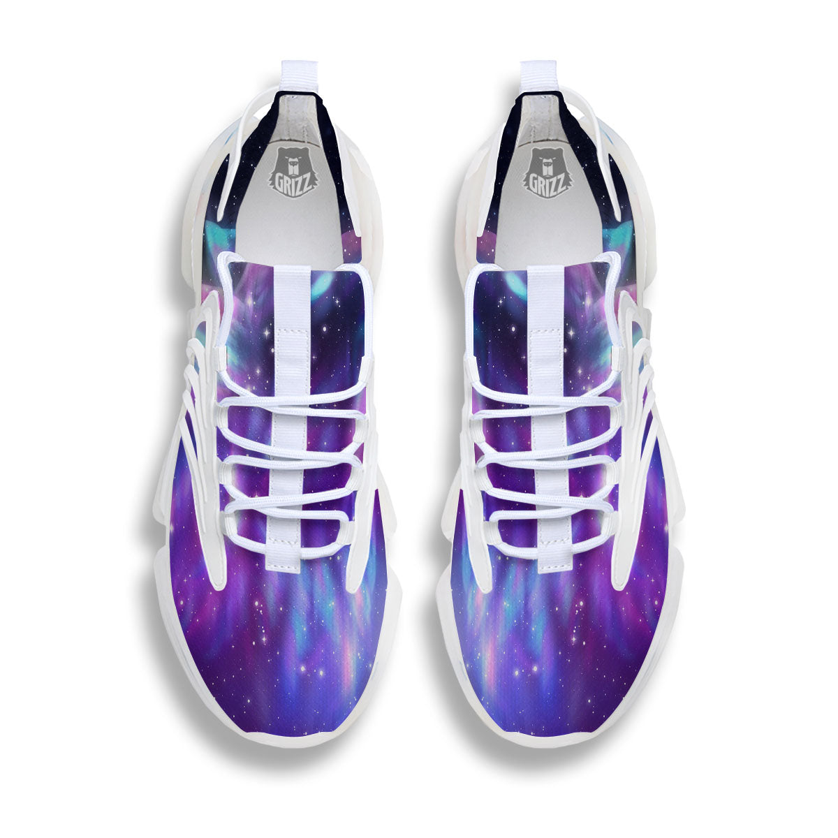Wolf Spirit Aurora Howling Print White Gym Shoes-grizzshop
