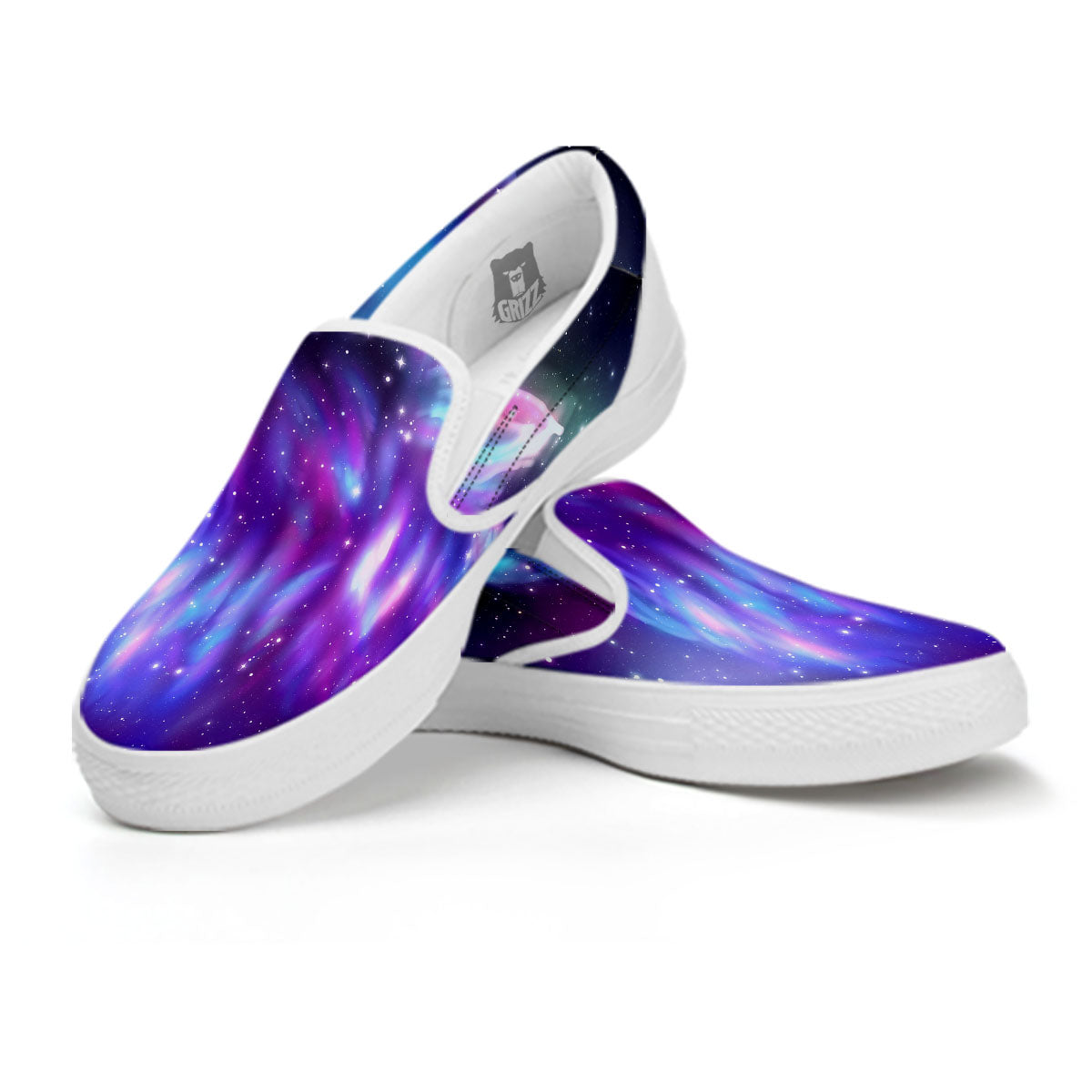 Wolf Spirit Aurora Howling Print White Slip On Shoes-grizzshop