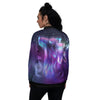 Wolf Spirit Aurora Howling Print Women's Bomber Jacket-grizzshop