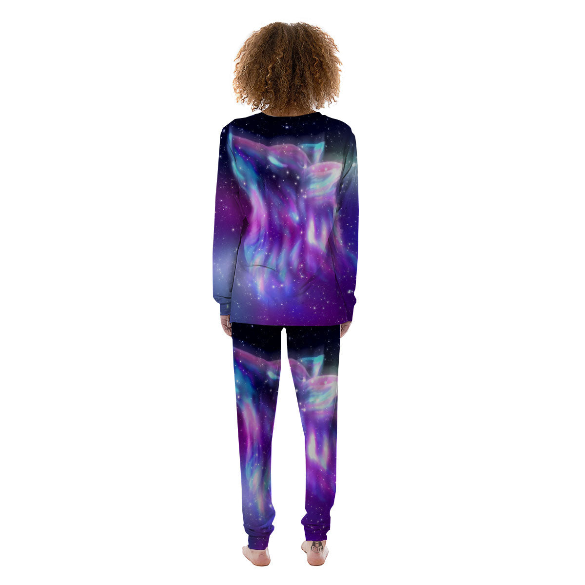 Wolf Spirit Aurora Howling Print Women's Pajamas-grizzshop