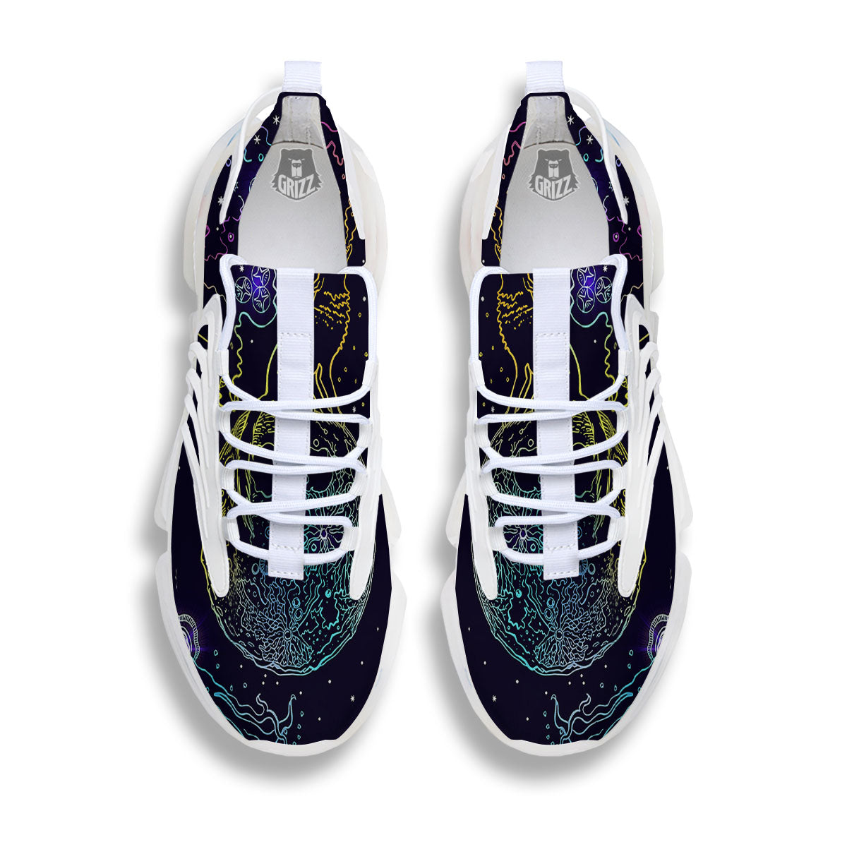Wolf Spirit Galaxy Howling Print White Gym Shoes-grizzshop
