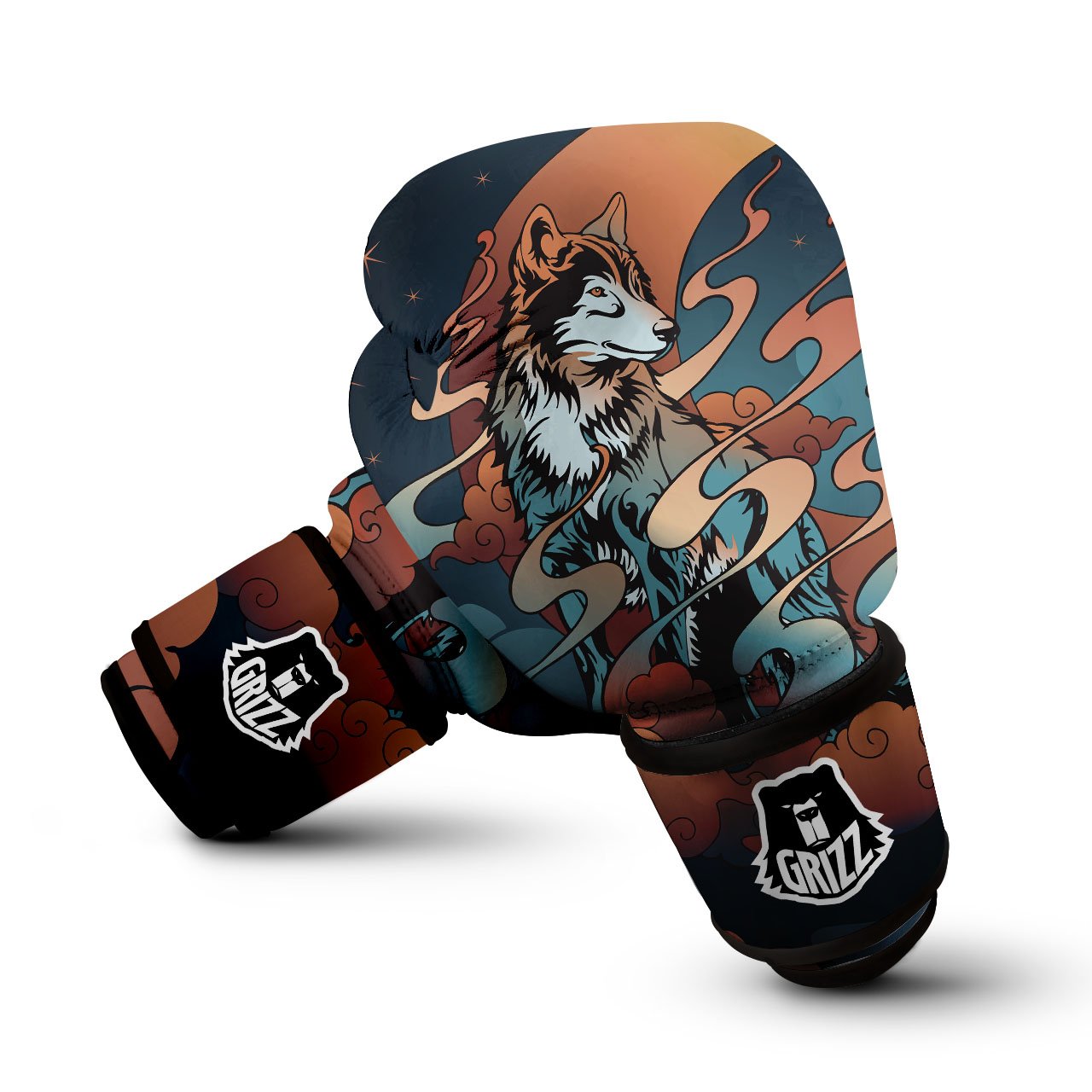 Wolf Spirit Night Forest Print Boxing Gloves-grizzshop