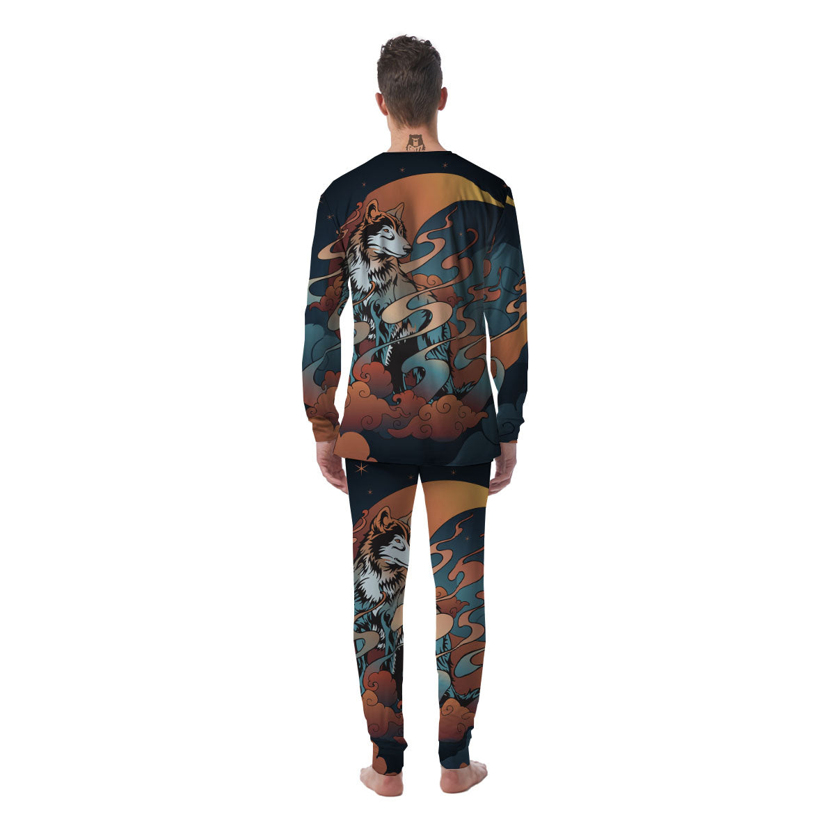 Wolf Spirit Night Forest Print Men's Pajamas-grizzshop