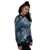 Wolf White And Navy Print Women's Bomber Jacket-grizzshop