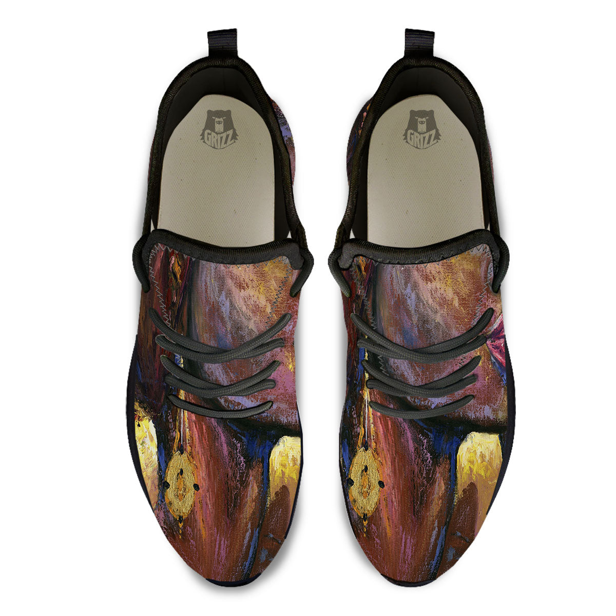 Woman African Print Black Athletic Shoes-grizzshop