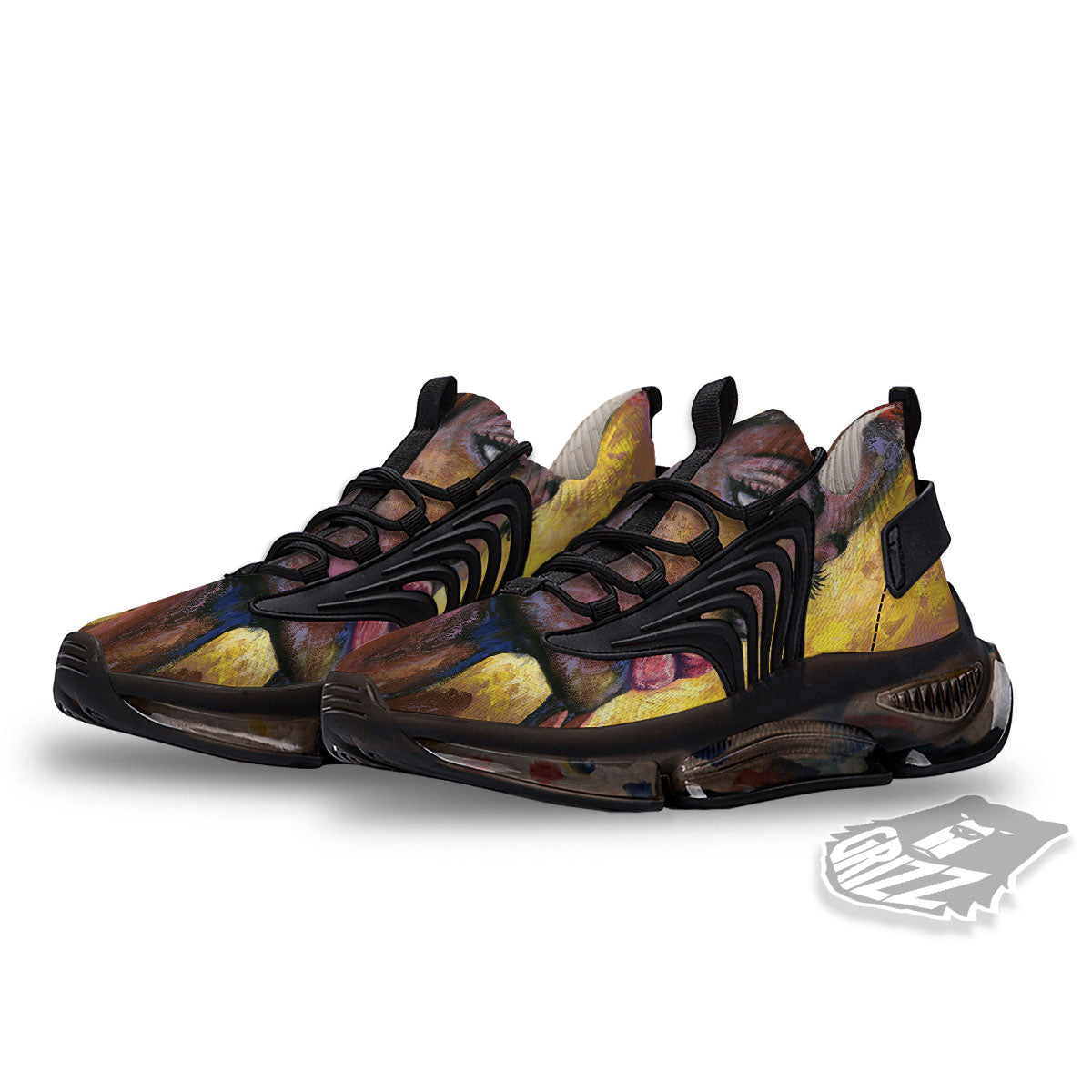 Woman African Print Black Gym Shoes-grizzshop