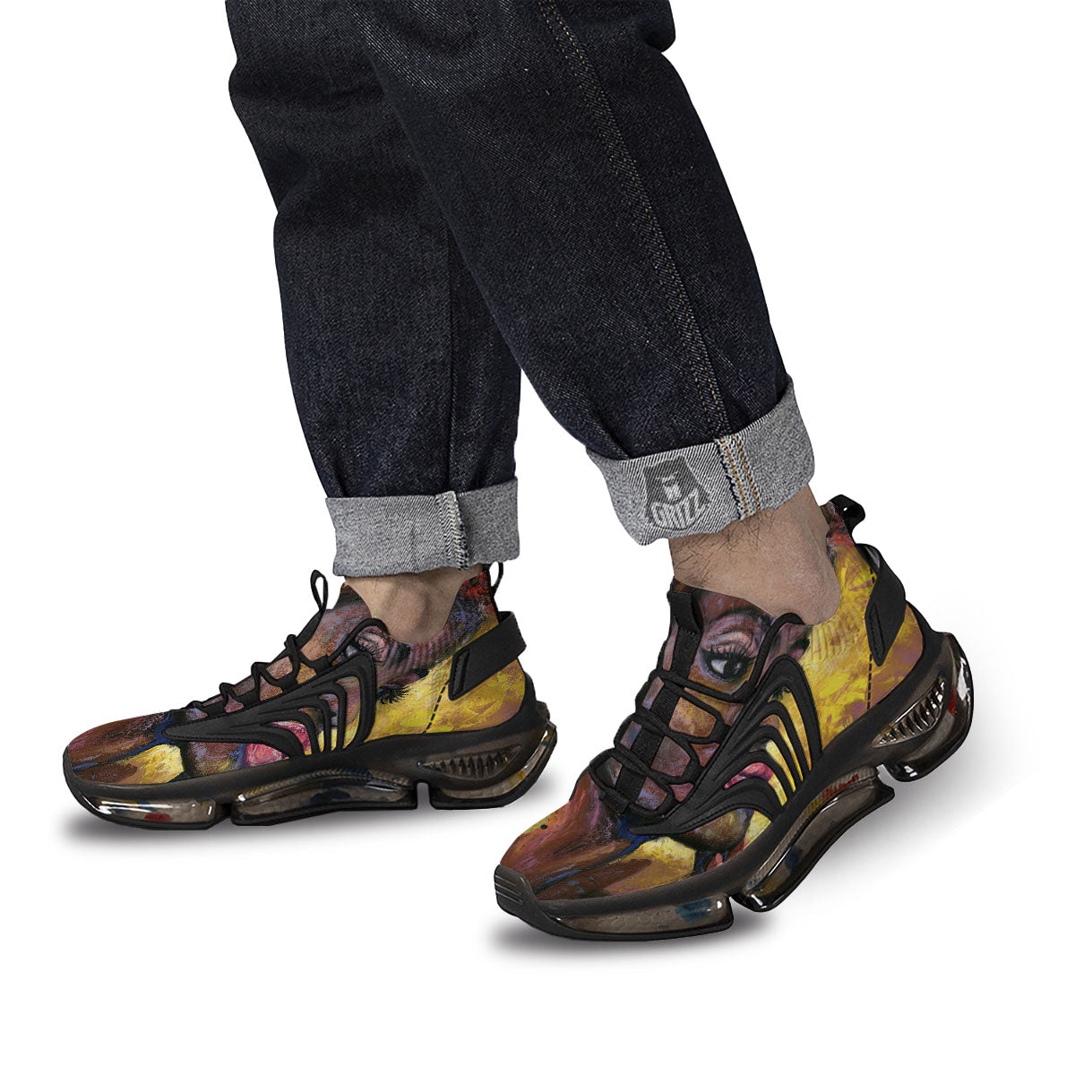 Woman African Print Black Gym Shoes-grizzshop