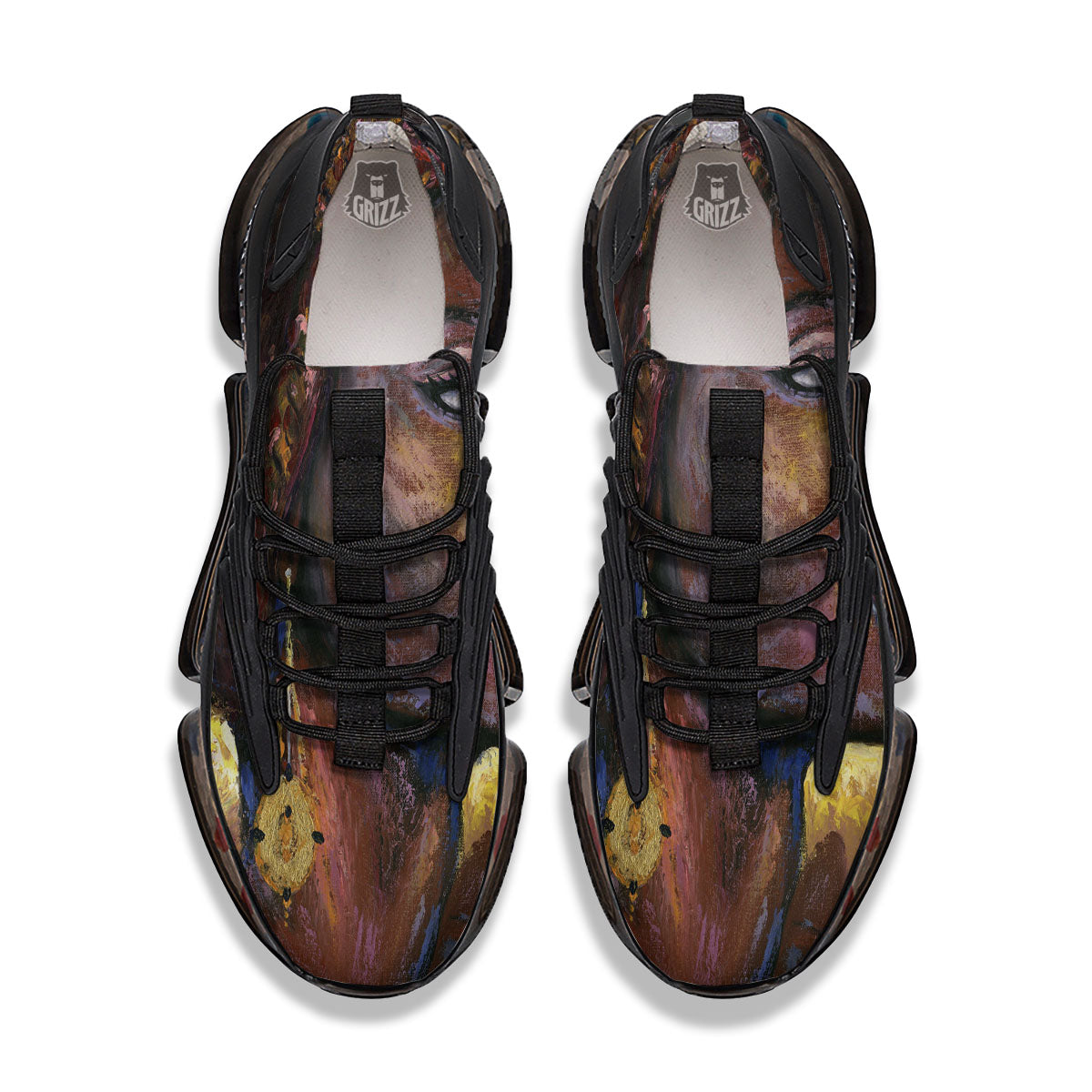 Woman African Print Black Gym Shoes-grizzshop