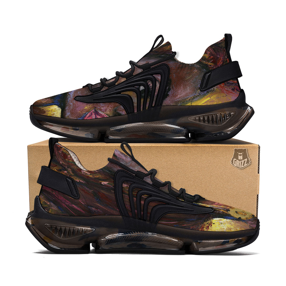 Woman African Print Black Gym Shoes-grizzshop