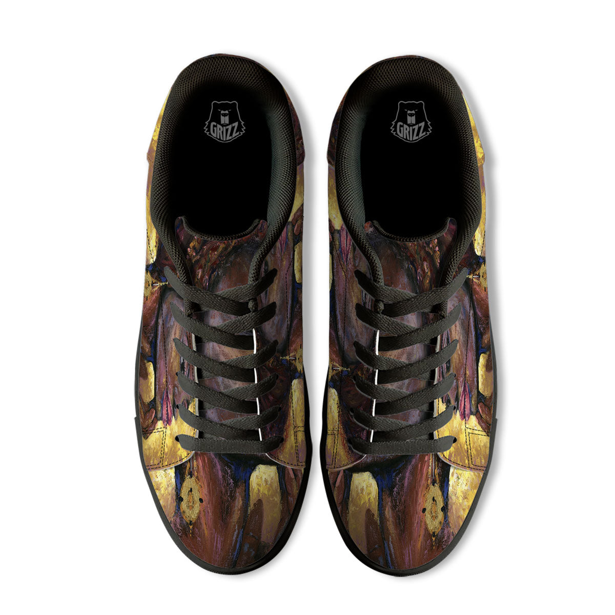 Woman African Print Black Low Top Sneakers-grizzshop