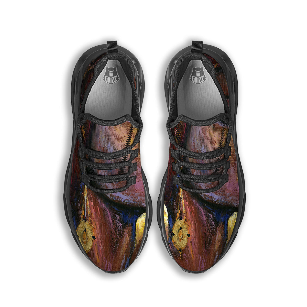 Woman African Print Black Running Shoes-grizzshop