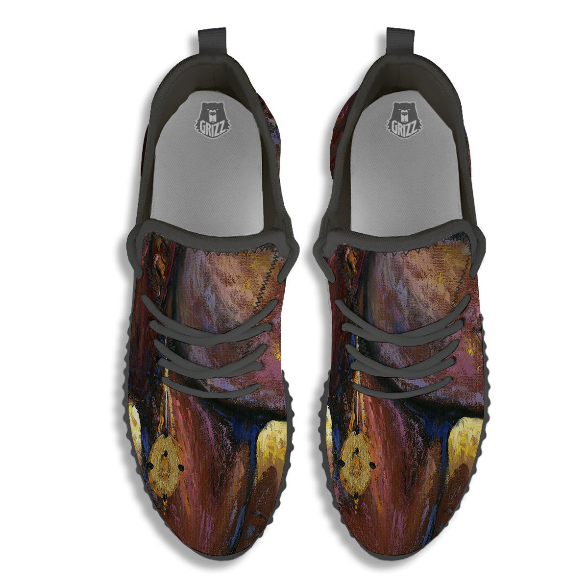 Woman African Print Black Walking Shoes-grizzshop