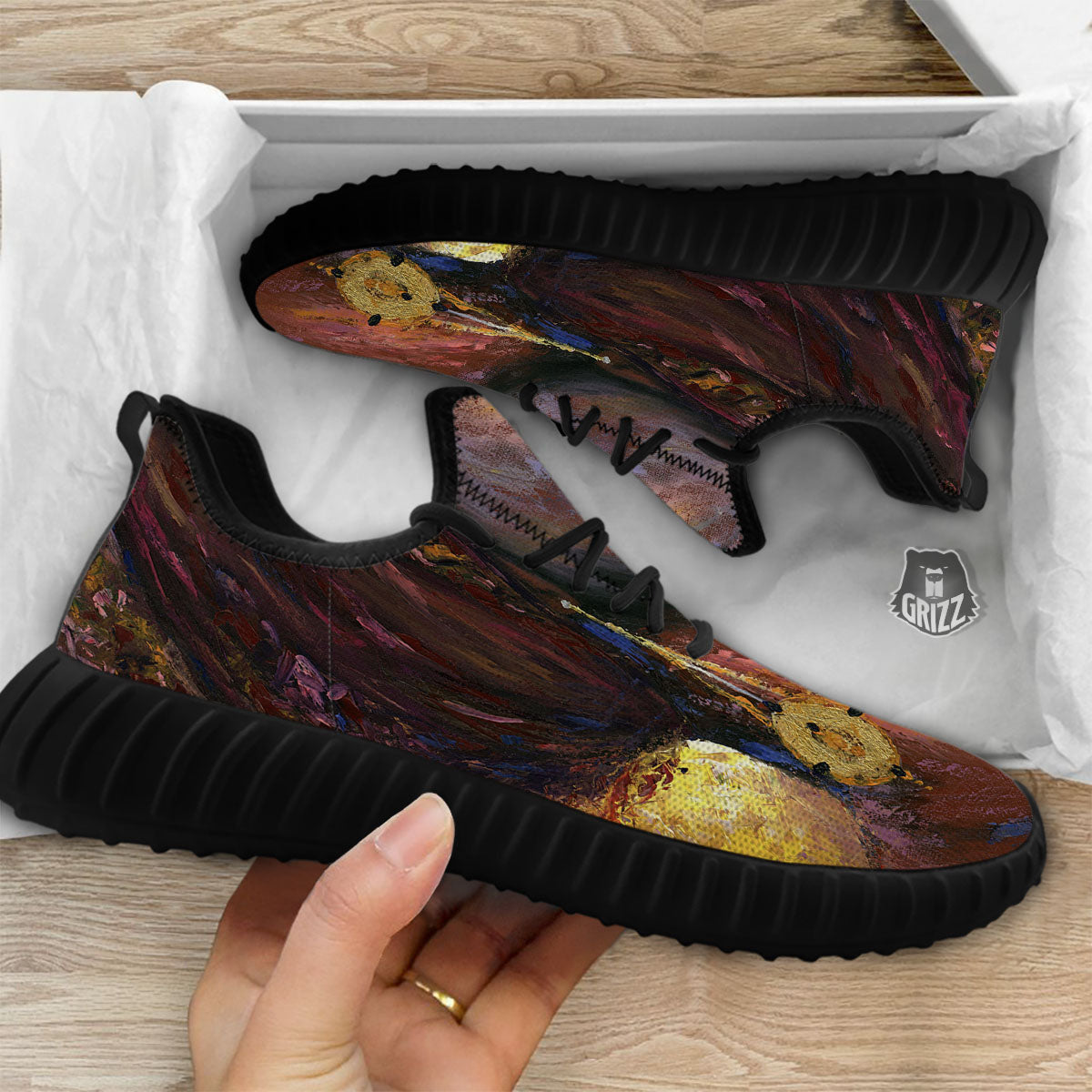 Woman African Print Black Walking Shoes-grizzshop