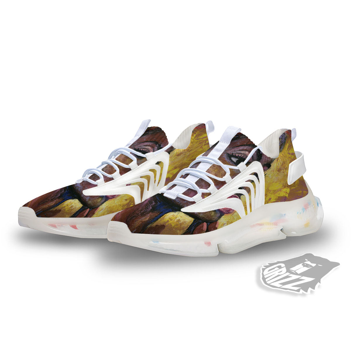 Woman African Print White Gym Shoes-grizzshop