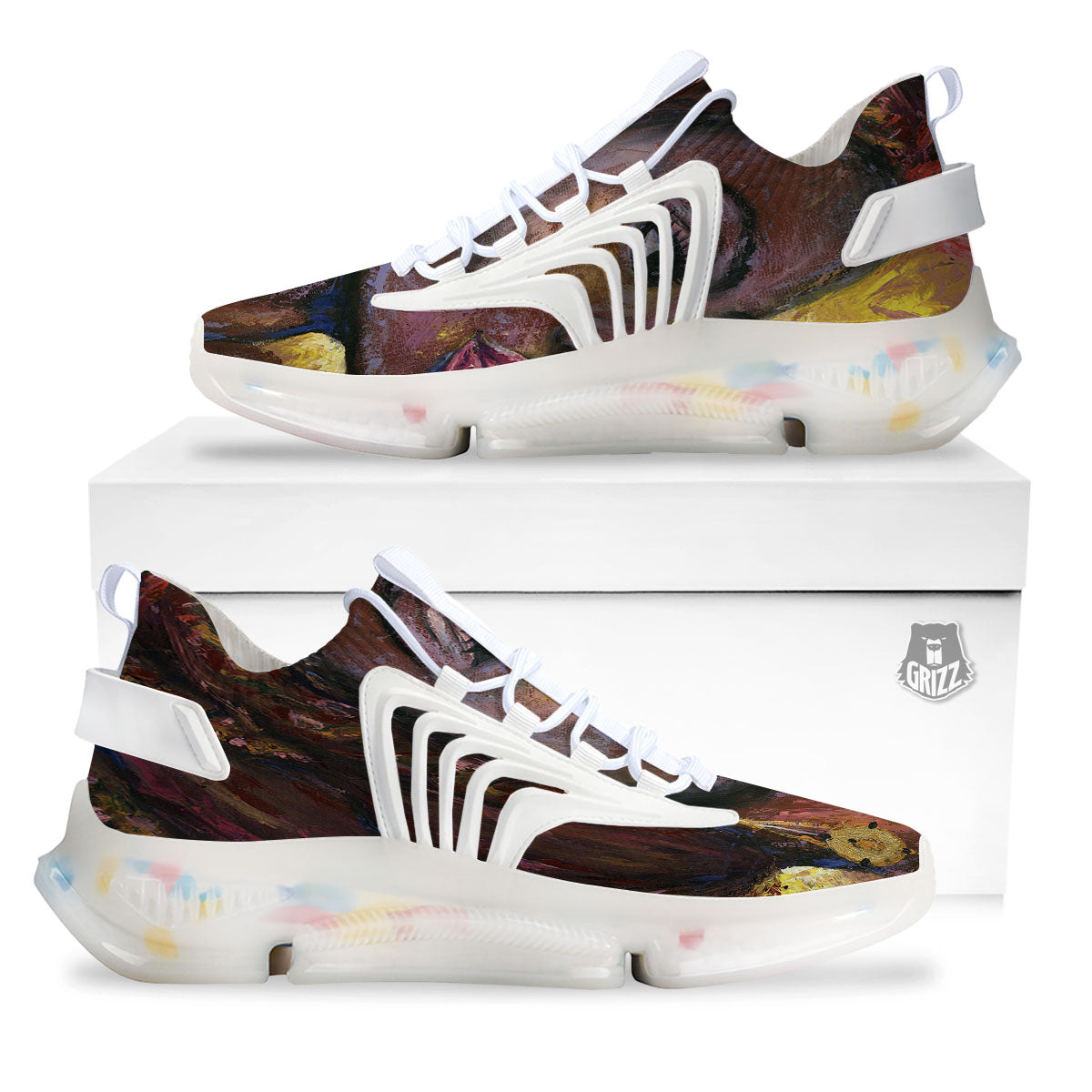 Woman African Print White Gym Shoes-grizzshop